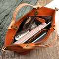 Genuine Leather Handbag Women Vintage Handbags Vegetable Tanned Cowhide Tote Bags Shoulder Crossbody Bag Casual Everyday Purse