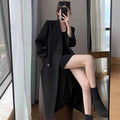 FANAN Elegant Long Trench Coat Women Korean Double Breasted Office Lady Blazer Jacket Fashion Streetwear Long Sleeved Overcoats