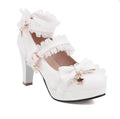 Pumps Women's Shoes Spring and Autumn New Style Fashion Shallow Mouth Butterfly-knot Sweet Lolita  Lace Party Plus Size 45