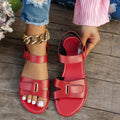 2026 Women Summer Flat Sandals Fashion Metal Buckle Strap Zapatos De Muje Brand Open Toe Casual Beach Roman Shoes for Ladies