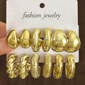 Punk Smooth Chunky Metal C-shaped Earrings For Women Fashion Thick Stud Earrings Vintage Aesthetic Set Jewelry Gifts