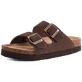 Women Sandals Slides Slippers Litfun Classic Leather Cork Slippers Women Fashion Suede Flats Sandals Thick Footbed Cork Slides Unisex Outdoor Beach Slippers