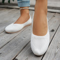 Women Round Toe Flat Shoes Solid Color Knitted Slip on Shoes Casual Breathable Ballet Flats Women Mesh Flat Shoes Loafers Woman