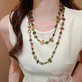 Bohemian Style Natural Shell Crystal Layered Necklace With A Light Luxury And High-end Feel Long Double-layer Seaside Accessory