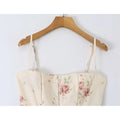 New 2026 Women's Floral Print Corset Maxi Dress Sexy Spaghetti Strap A-Line Flowy Elegant Summer Vacation Party Dresses