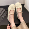 2025 Soft Bottom Mary Jane Shoes Crossover Elastic Bands Half Slippers Ballet Flats Soft Leather Elegant Women Shoe