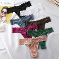Women Satin Lace Thong Panties Low Waist Bowknot G-string Floral Lace Trim Soft Comfortable Ladies Underwear Intimates Lingerie