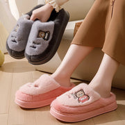 Couple Winter Plush Slippers 2026 Chunky Platform Cute Bear Furry Fur Slippers for Women Soft Sole Plus Size Fluffy Home Shoes