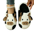 Cute Cow Plush Indoor Slippers Silent Warm Autumn Winter Non-slip Couple Shoes for Men Women House Shoes Cushion