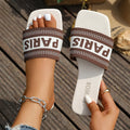Fashion Mixed Colors Letter Flat Slippers Women Plus Size Light Square Toe Casual Slippers Comfort Soft Sole Anti Slip Slides