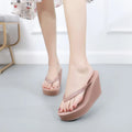 Women Slides Casual Concise EOFK New Women Flip Flops Wedges Comfort Summer Platform Slippers Outdoor Concise Beach High Heel 9cm Casual Slides