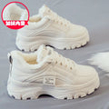 CINESSD Fashion White  Women Chunky Sneakers White Shoes Lace Up Platform Women Casual Shoe