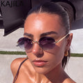 Women Sunglasses Y2K Punk Oval Metal Sunglasses Women 2026 Luxury Designer Vintage Steampunk Rimless Sun Glasses Classic Travelling Eyewear UV400