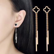 Oil Dripping Four-leaf Clover Earrings A Two Wearing Leaf Trend Romantic and Versatile Earrings for Women's Party Gift Wholesale