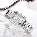 Slim Strap Rhinestone Quartz Watch Leaf Design Square Dial Women Quartz Watch Small Dial Pull Adjustable Rhinestone Watch