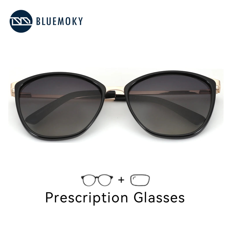 Women Sunglasses Polarized BLUEMOKY XL Size Polarized Butterfly Prescription Sunglasses Women Fashion UV400 Metal Myopia Sunglasses