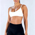 HISTELLO Impact Sports Bra Women Open Back Fitness Top Removable Pads Gym Moisture Wicking Workout Wear Running Pilates Yoga Bra