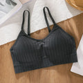 Women Ribbed Seamless Bralette Wireless Padded Bra Adjustable Thin Straps Soft Comfort Breathable Casual Brassiere Lingerie