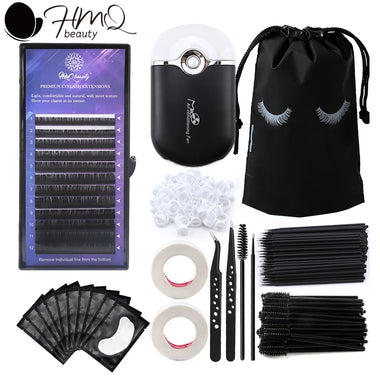 217Pc Lash Extension Kit For Beginner Professional Mini Fan Mascara Brush Micro Applicator Eye Pad Glue Ring Tape Makeup Tools
