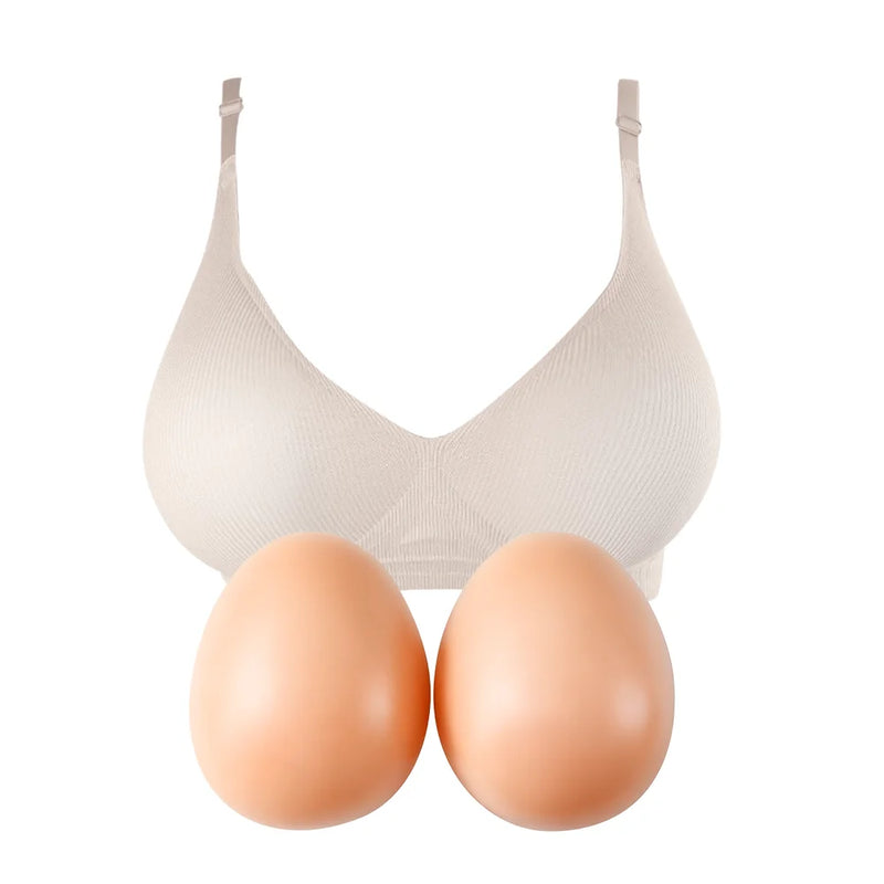 Women's Breast Enlargement Pad LERVANLA Women's Silicone Fake Boobs Form Underwear 2-In-1 Fake Breasts With Bra For Breast Enlargement Pad Chest Becomes Big