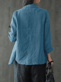 Women Blazer ZANZEA Women Lapel Neck Long Sleeve Blazer Autumn Vintage Casual Solid Cotton Blazer Elegant Cardigan Thin Coats Work Suits
