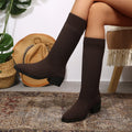 2026 New Winter Stretch Sock Boots Knee-high Boots Women's Thick Bottom Slim High Heel Large Size Round Toe Women's Boots