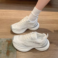 Women White Mesh Platform Sneakers Breathable Lace Up Thick Sole Running Shoes Ladies Lightweight Casual Sports Trainers