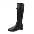 Vintage Cosy Soft Leather Women Knight High Boots Fashion Party Stripper Low Heel Shoes Ladies Slim Mordern Long Booties