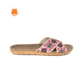 Women's Straw Slipper Indoor Anti-slip Home Shoes Flat Sandals Casual Slippers Women's Cross Strap Linen Slippers Vintage Floral