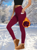 Women Winter Fleece Lined Thermal Leggings with Pockets High Waist  Stretchy Yoga Pants Thick Warm Outdoor Workout Running Tight