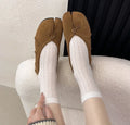 Retro Split Toe Women Ballet Flats Fashion Tabi Shoes Casual Slip-on Loafers Ladies Pleated winter warm Mary Jane Shoes Zapatos