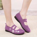 Women's Slip-on Flat Embroidered Shoes, Soft Sole Elastic Mom Shoes - Lightweight, Comfortable And Effortless Slips On 2025