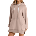 Women Hoodie Dress Slit Hem Drawstring Loose with Big Pocket Hooded Pullover Mid Length Top Commuting Dating Sport HoodieCYXX385