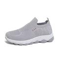 Grid Mesh Slip-On Street Sneakers, Integrated Stretch Ribbed Collar, Thick Wavy Layered Two-Tone Midsole Daily Walking Shoes