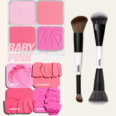 4-in-1 Glow Blush and Mario Brush Set Blush Filter Flush Eye Check Blush Palette Matte Shimmer Long Lasting Women Daily Cosmetic