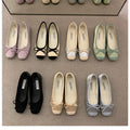 New Elegant Ballet Shoes Woman Classic Square Toe Bowtie Ballerina Flats Ladies Soft Loafers Comfortable Flat Shoes Ladies Shoes
