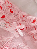 Sexy Strap Lingerie Set Women Bra And Panty Lace Heart Print Hollow Out Open Crotch Bras Panties Intimate Wear Clothing