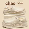 Warm Plush Waterproof EVA Indoor Slippers For Women Winter Soft Thick Bottom Non Slip Home Slippers Couple's Furry Slides