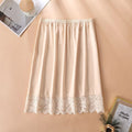 Fashion Thin Ice Silk Modal Female Half Length Skirt Anti-glare Innerwear Short Skirt Pure Color Mesh Flower Underskirt