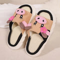 Couple Breathable Linen House Slippers Autumn Winter 2025 Cute Cow Thick Bottom Plus Size Women Indoor Shoes Platform Slides 45