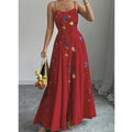 Floral Print Waist Sling Dress Women's Summer New Fashion Sexy Sleeveless Casual Loose A-Line Long Skirt Women's Casual Dresses