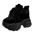 9CM New Women Platform Sneakers Lace-up Autumn Sports Dad Shoes High Top Chunky Casual Shoes Woman Thick Bottom Mesh White Shoes