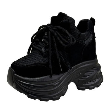 9CM New Women Platform Sneakers Lace-up Autumn Sports Dad Shoes High Top Chunky Casual Shoes Woman Thick Bottom Mesh White Shoes