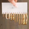 Fashion Geometric Hoop Earrings Set for Women Vintage Bohemian Pearl Gold Color Round Earring Punk Daily Wear Jewelry Gifts 2025