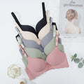 Women's Simple Solid Color Wave-Edge Bra Seamless Steel-Free Gathering Bra Sexy Comfortable Adjustable Shoulder Straps Lingerie