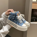 Women's Designer Sneakers High Top Denim Canvas Shoes Female Girls Students Canvas Shoes for Women Lace Up Platform Sneakers