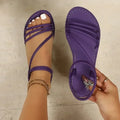 2026 Summer Flat Sandals for Women Elastic Ankle Strap Open Toe Beach Shoes Casual Comfortable Flip Flops Plus Size