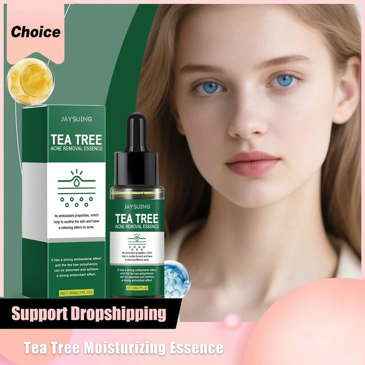 Tea Tree Oil Nourishing Essence Relieve Skin Discomfort Long-Lasting Hydration Prevent Pore Blockage Facial Moisturizing Serum