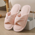 Corduroy Cross Strap Home Slippers for Women Open Toe Non Slip Cotton Indoor Shoes Woman Lightweight Comfort Bedroom Slippers
