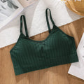 Women Ribbed Seamless Bralette Wireless Padded Bra Adjustable Thin Straps Soft Comfort Breathable Casual Brassiere Lingerie